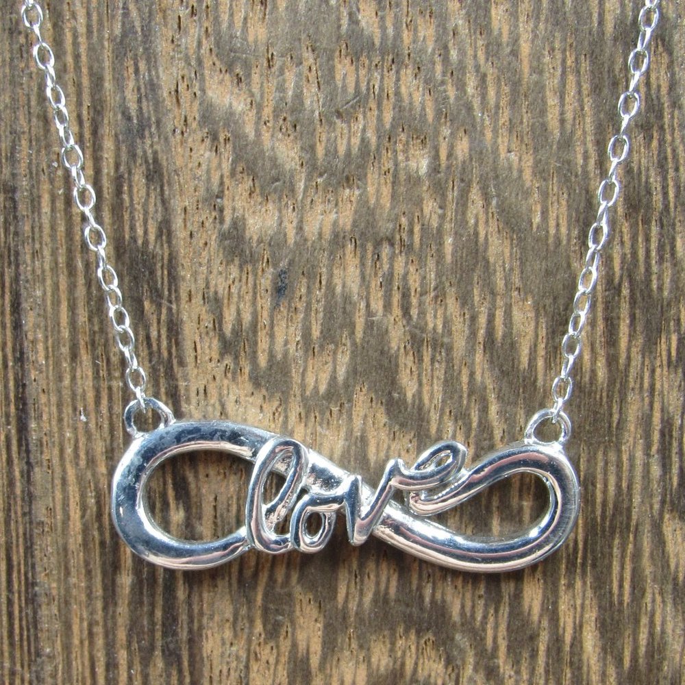 18" Sterling Silver Infinity Love Necklace Vintage